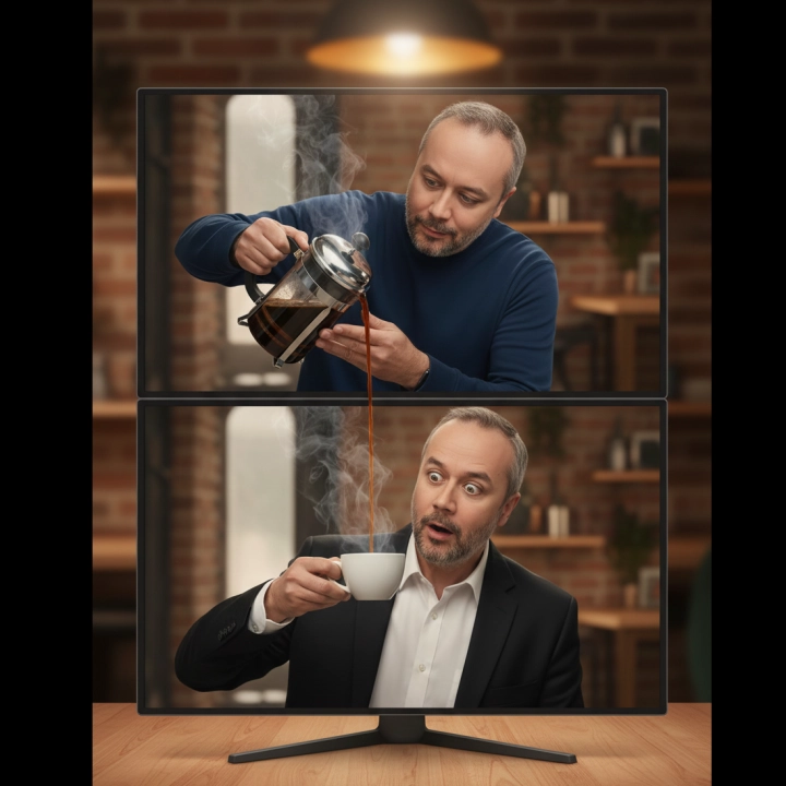 Кофе через два монитора