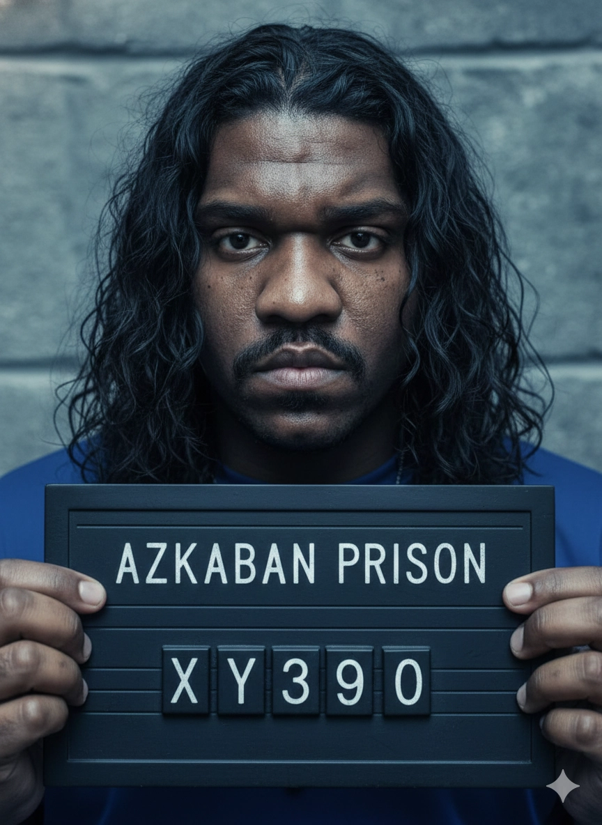 Заключённый с табличкой Azkaban Prison