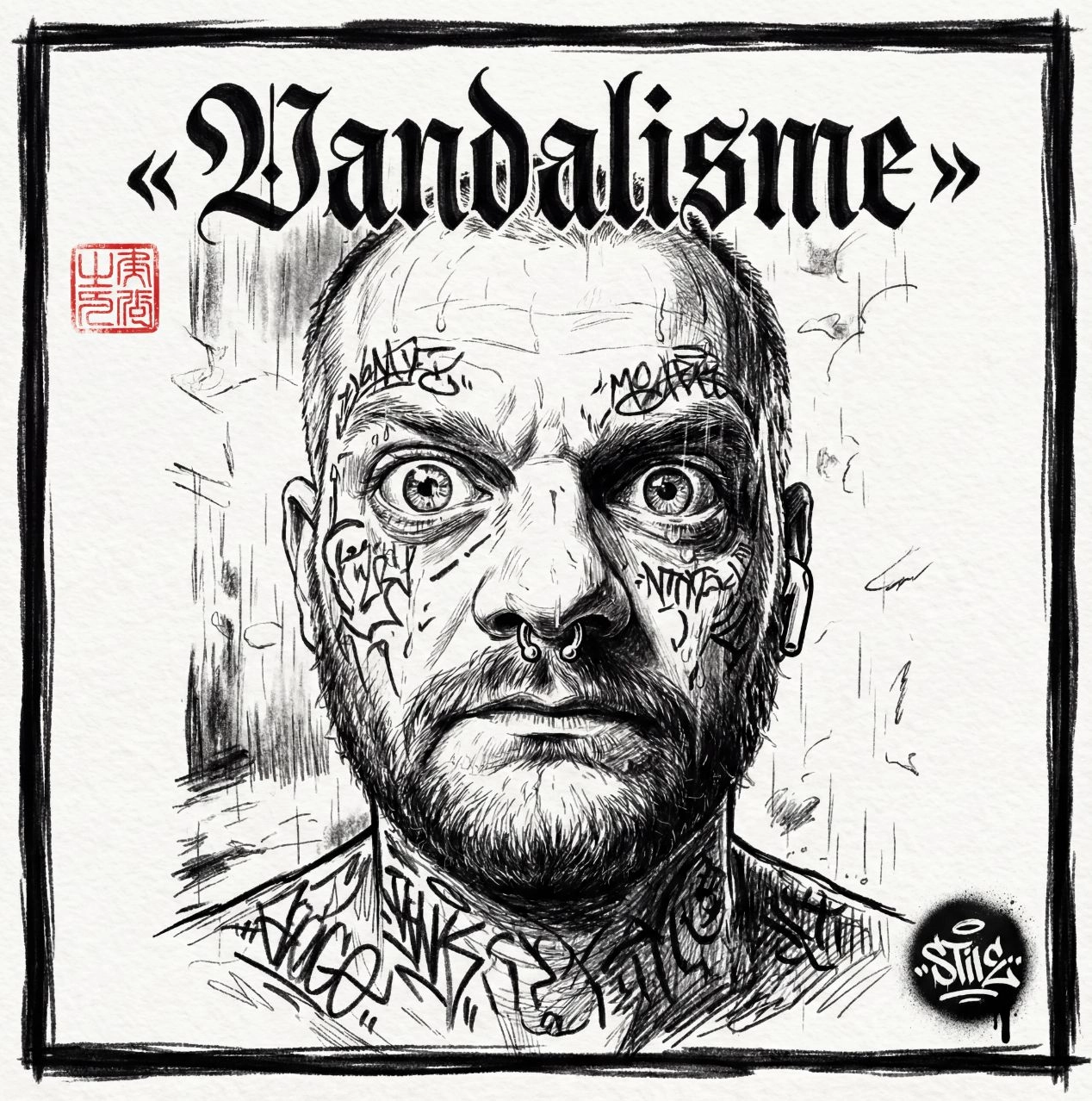 Портрет в стиле Urban Vandalism Sketch