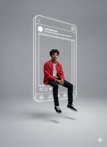 Модель на краю Instagram в 3D пространстве