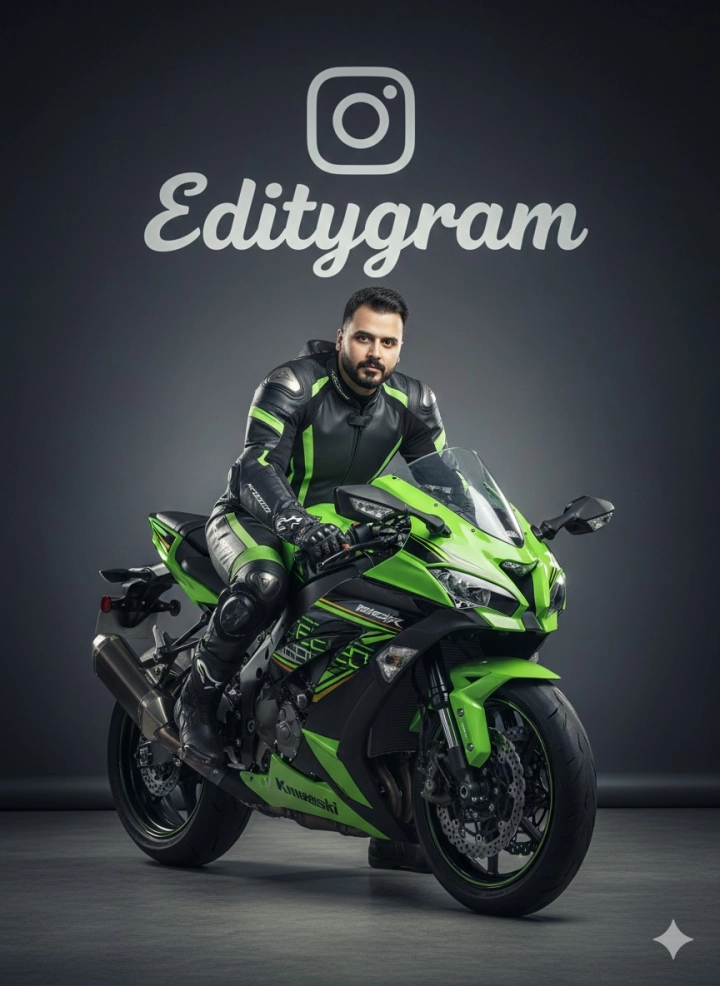 Фотосессия в стиле Editygram: мотоциклист на Kawasaki Ninja