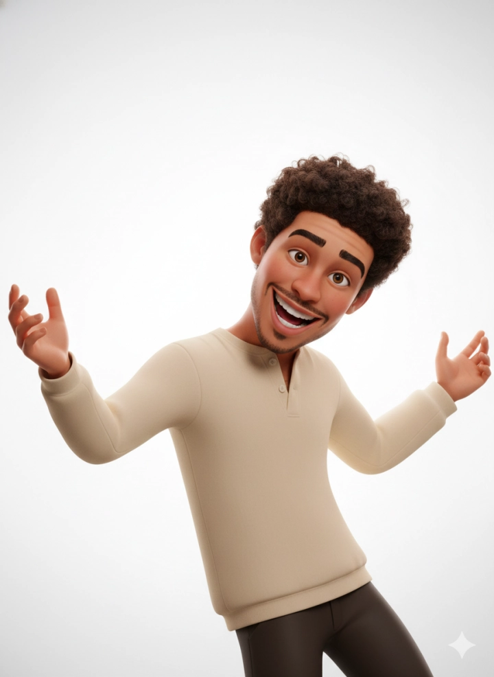 Стилизованный 3D-портрет с игривой улыбкой