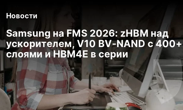 Samsung на FMS 2026: zHBM над ускорителем, V10 BV-NAND с 400+ слоями и HBM4E в серии Samsung на FMS 2026: zHBM над ускорителем, V10 BV-NAND с 400+ слоями и HBM4E в серии