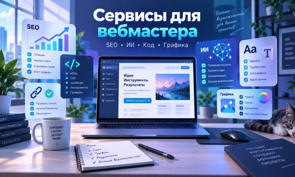 22 полезных сервиса для вебмастера: SEO, ИИ, код, графика и инструменты для сайта 22 полезных сервиса для вебмастера: SEO, ИИ, код, графика и инструменты для сайта