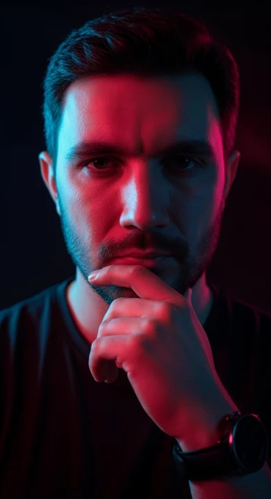 портрет с драматичным RGB раздельным освещением